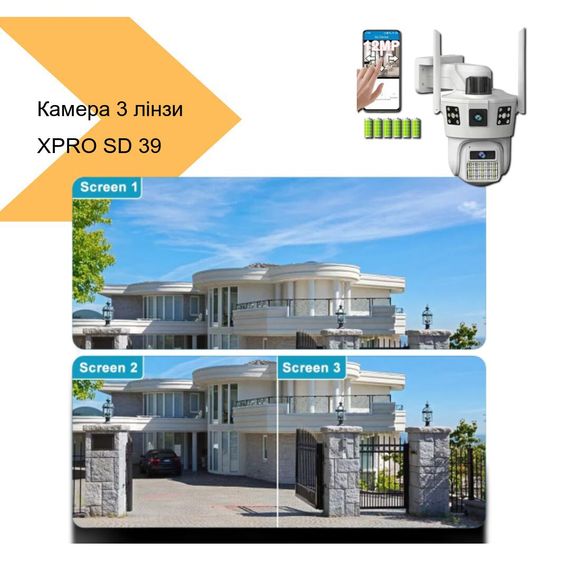 Камера на 3 лінзи з Wi-Fi та сонячною панеллю XPRO SD 39 (44563-_1065) | Зображення 1