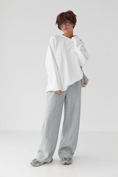 Спортивні штани палаццо з накладною кишенею - сірий цвет, M (є розміри) | Зображення 2