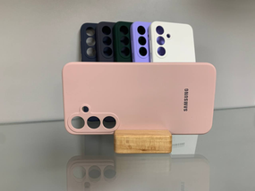 Samsung A55 | Протиударний чохол з логотипом | Soft Touch | пудровий