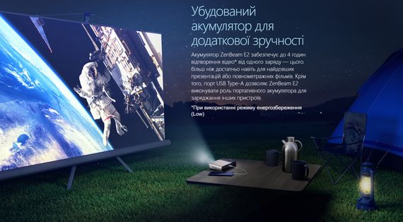 Проєктор портативний Asus ZenBeam E2 WVGA 90LJ00H3-B01170 | Зображення 1