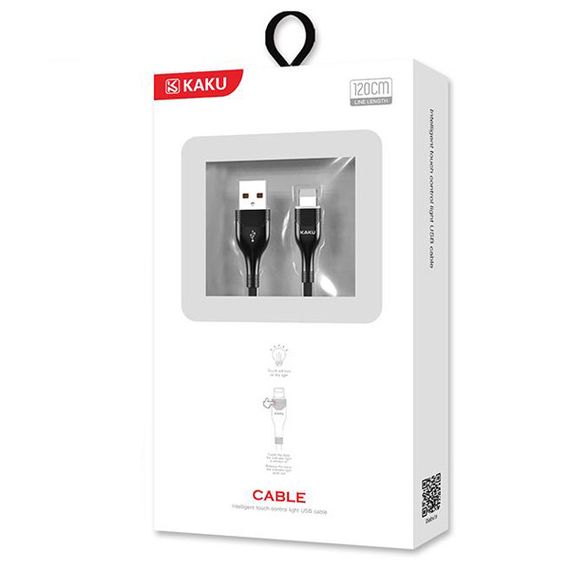 USB кабель Kaku KSC-223 USB - Lightning 1.2m с подсветкой - Black | Зображення 6