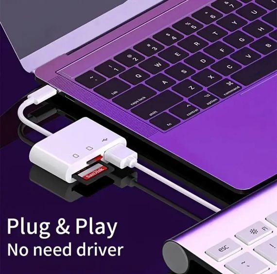 Універсальний кардридер 3-в-1 (SD/TF/CF) з Type-C і USB-портами, OTG-адаптер для телефонів, ноутбуків та ін. | Зображення 4