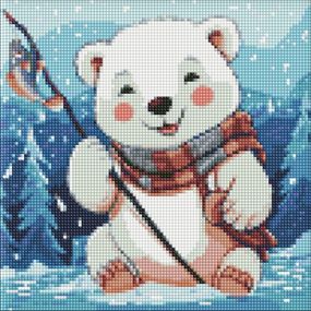 Алмазная мозаика без подрамника "Зимняя рыбалка" AMC7785 с АВ стразами 30х30 см