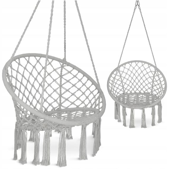 Крісло-гойдалка 4FIZJO Boho Dream 80 см підвісна, плетена Grey (P-5905973404525) | Зображення 9
