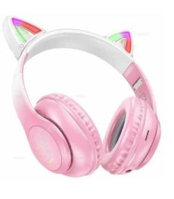 Бездротові блютус навушники з мікрофоном HOCO W42 Cat ears рожевий