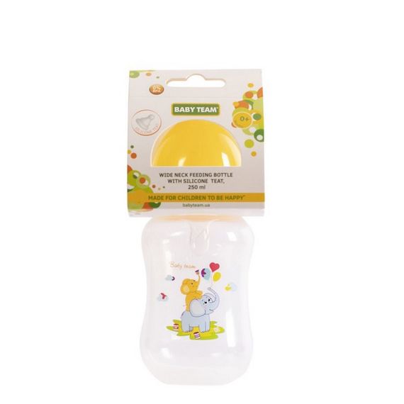 Бутылочка для кормления с широким горлышком и силиконовой соской 1002 жовтий 250 мл | Зображення 1