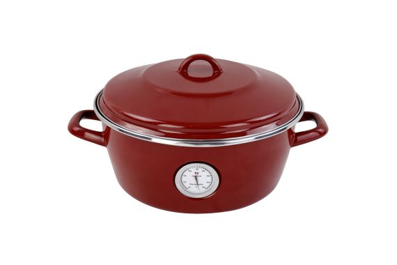 Каструля-жаровня Vitrinor Dutch Oven 2111691, 5 л, 26 см, сталева з кришкою та термометром, червона