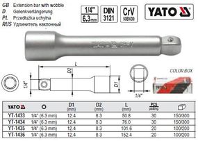 Подовжувач YATO Польща подовжувач продовжувач похилений M=1/4"(6,3) L=76 YT-1434