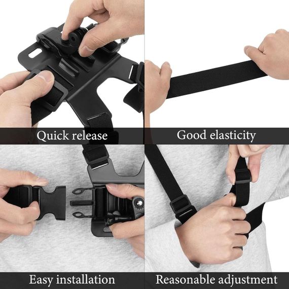 Нагрудне кріплення для екшн-камери для DJI Osmo, Insta360, GoPro Hero, ремінь регульований тримач для Pocket 3, Action5 Pro | Зображення 3