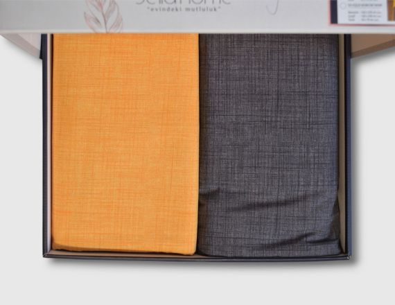 Комплект постільної білизни Bella Home Ranforse 200×220 см Yellow-Antrasit | Зображення 1