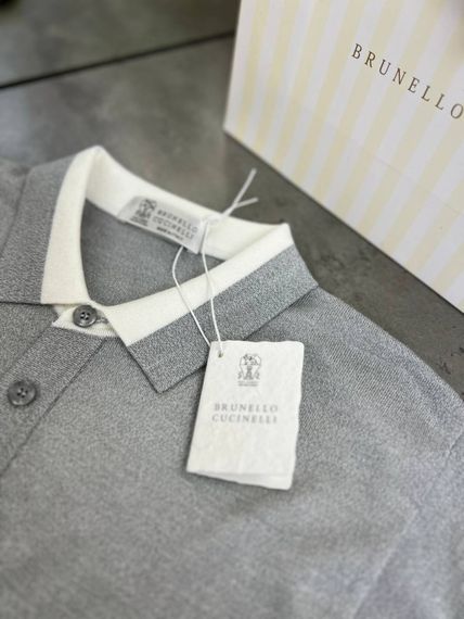 Трикотажне поло Brunello Cucinelli світло-сірого кольору f697 | Зображення 4
