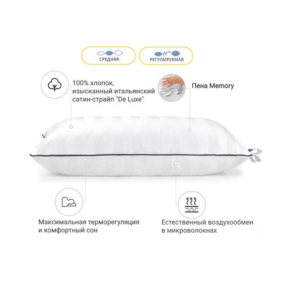 Подушка MirSon 1490 Royal Pearl Hand Made memory effekt Середня 40х60 см (2200001539679) | Зображення 1