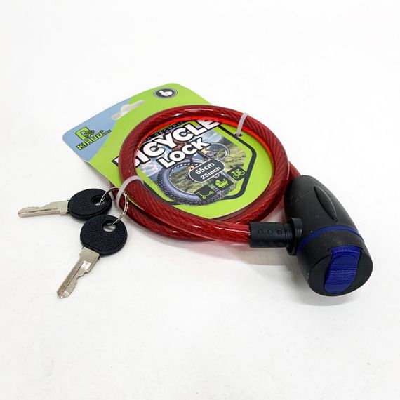 Замок велосипедный KIHUU LOCK 187, 10*65 тросовый, 2 ключа. Цвет: красный GO-40 | Зображення 3