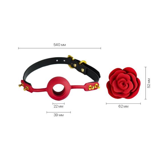 Розкішний кляп у вигляді троянди Zalo - Rose Ball Gag, подвійне використання | Зображення 1