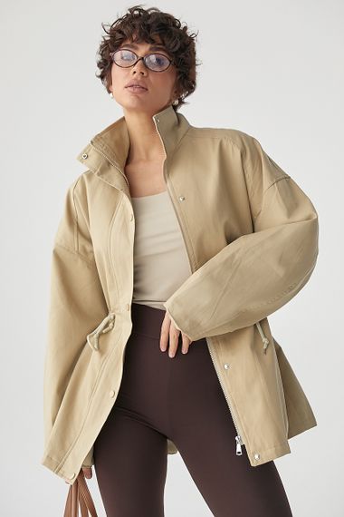 Жіноча вітровка-парка  на блискавці - світло-коричневий цвет, M (є розміри) | Зображення 4