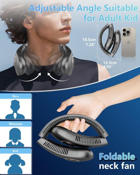 Портативний шейний вентилятор — складаний перезаряджуваний вентилятор із холодним повітрям, для спорту, подорожей і дому | Зображення 1
