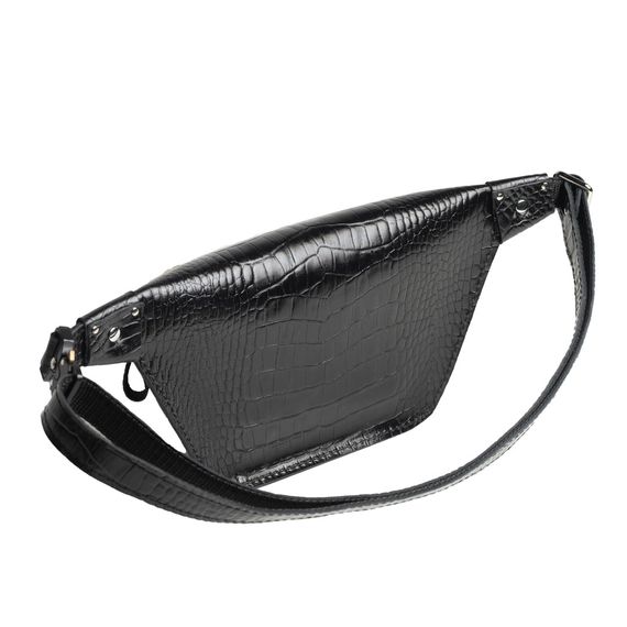 Шкіряна поясна сумка Skin and Skin Bum Bag Кайман  30х17х8 смЧорна (WB05BLK) | Зображення 1