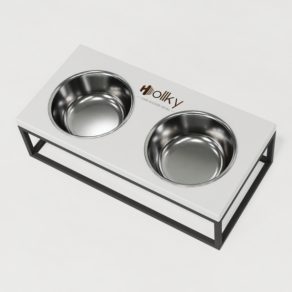 Миски на подставке для средних собак и больших котов Hollky Base M (2 × 0,95 л) BM-422110-GRWH | Зображення 5