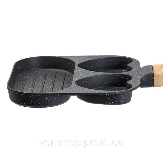 Сковорода квадратна порційна на 3 секції з антипригарним покриттям сіра HP39569C | Зображення 3