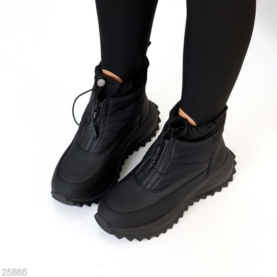 Спортивные черные ботинки дутики водонепроницаемые с фиксатором | Зображення 3