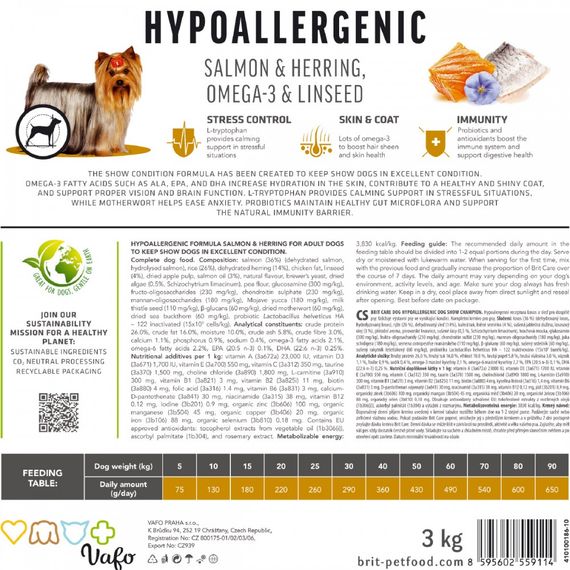 Корм сухий Brit Care Dog Hypoallergenic Dog Show Champion для виставкових собак з лососем і оселедцем 12 кг | Зображення 6