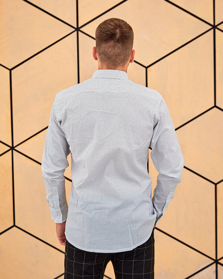 Рубашка классическая белый горох S M | Зображення 6