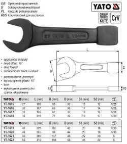 Ключ рожковий ударний М=50 мм l=280 мм CrV YATO Польща YT-1621