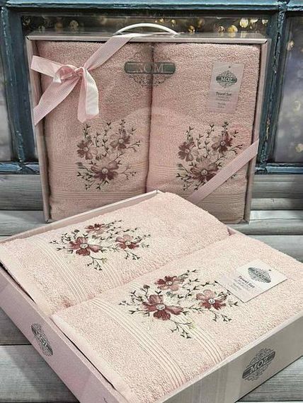 Полотенца подарочные Moz cicek 01 набор 2шт