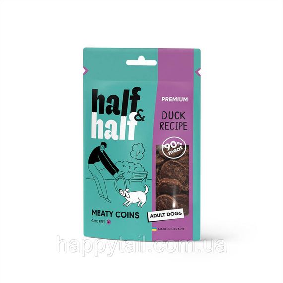 Лакомство для собак HalfHalf (ХафХаф) - мясные монетки с уткой, 100 г