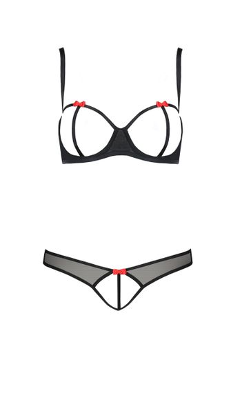 Комплект білизни з відкритим доступом HEIDI SET WITH OPEN BRA black S/M - Passion | Зображення 2