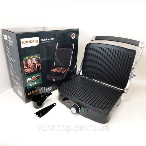 Гриль для гамбургерів електричний професійний Rainberg RB-5413 3200 Вт, Домашній гриль бутербродниця ZW-12 | Зображення 8