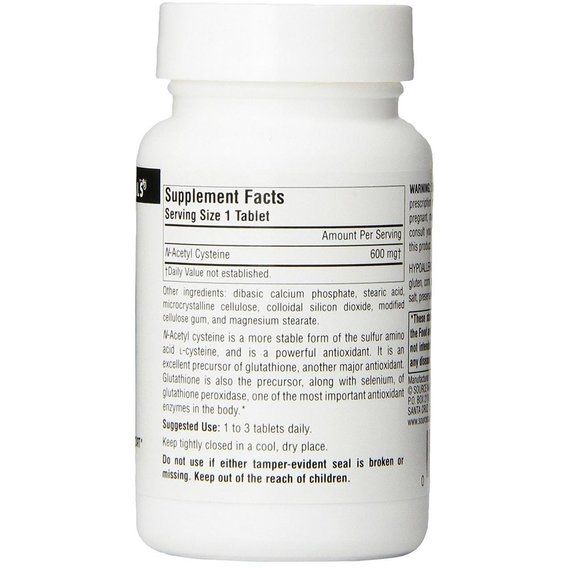 Ацетилцистеин Source Naturals NAC (N-Аcetyl-L-Цистеин) 600 mg 60 Tabs | Зображення 1