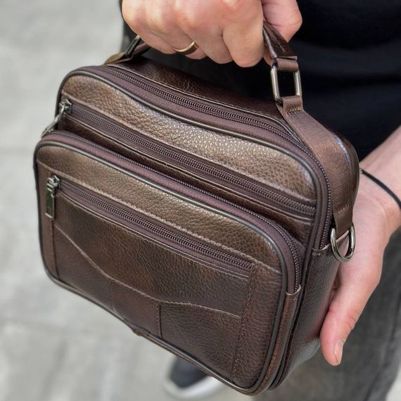 Топ! Чоловіча шкіряна сумка барсетка через плече з ручкою коричнева BEXHILL 61881B | Зображення 2