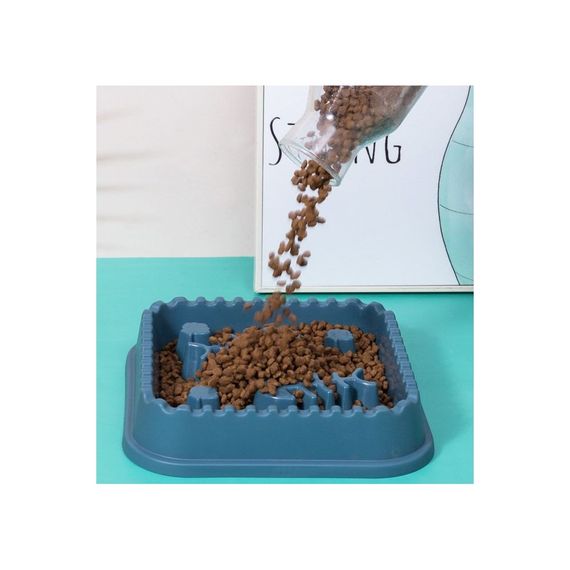 Миска WahoPet для котів для повільного годування з рибками пластикова блакитна | Зображення 3