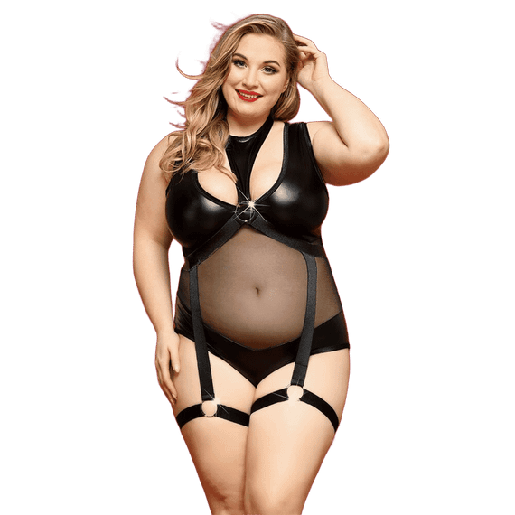 Боді JSY «Спокуслива Морган» Чорний Plus Size (XL/2XL/3XL) | Зображення 1