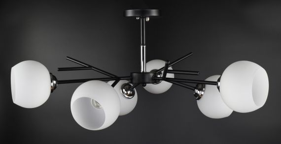 Люстра стельова на 6 лампочок 27068 Чорний 34х70х70 см. | Зображення 1