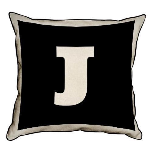 Подушка з мішковини Английская буква J 45x45 см (45PHB_ABC020_WH)