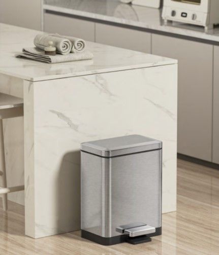 Відро для сміття Koer TC-010315-02 з плавним закриттям, прямокутне, 15 л, нержавійка (KR5603) | Зображення 2