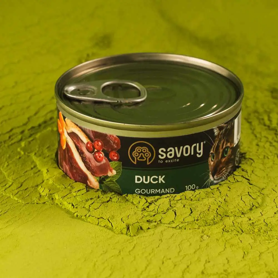 Вологий корм Savory Adult Duck для дорослих вибагливих котів, качка 100г | Зображення 4