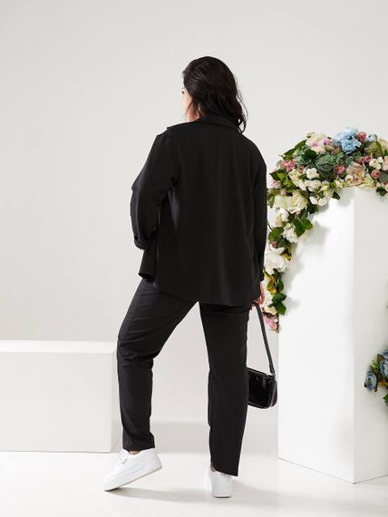 Женский костюм тройка рубашка+футболка+брюки трикотажный NB23007 размер 54/56 цвет черный | Зображення 4