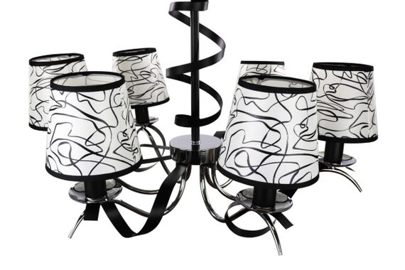 Люстра підвісна на 6 лампочок 25349 Чорний 50-90х65х65 см. | Зображення 2