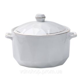 Супниця порцелянова з кришкою та ручками 1,4 л Біла HP1050
