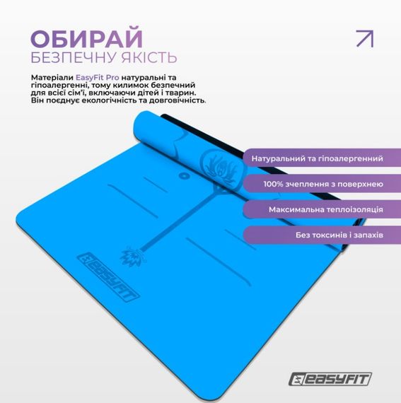 Килимок для йоги професійний EasyFit каучук 5 мм Синій (EF-1925-BL) | Зображення 6