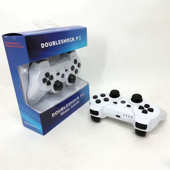 Игровой беспроводной геймпад Doubleshock PS3/PC аккумуляторный джойстик с функцией вибрации. LS-551 Цвет: белый | Зображення 2