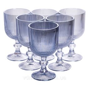 Набір келихів для вина 6 (шт) по келихи під вино 300 (мл) на ніжці келихи винні Блакитний HP7115BL