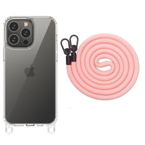Чохол TPU Transparent with Straps для Apple iPhone 14 Pro Max (6.7") Light Pink