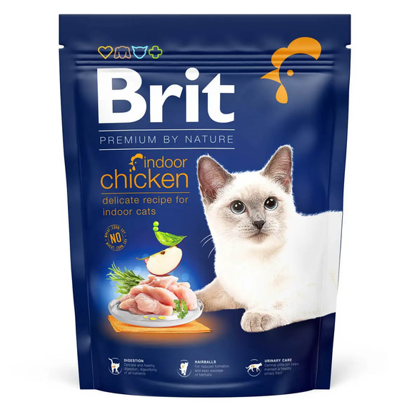 Сухий корм Brit Premium by Nature Cat Indoor для дорослих котів, які живуть у приміщенні, з куркою 300 г
