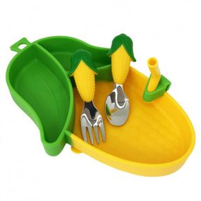 Силиконовая тарелка с приборами "Кукуруза" MGZ-0124