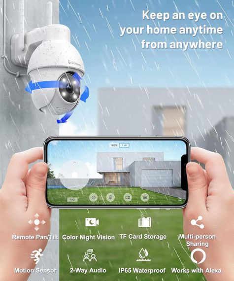 Вулична IP-камера відеоспостереження комплект 2шт GALAYOU 2K HD WiFi IP кольорове нічне бачення датчик руху двостороннє аудіо | Зображення 2