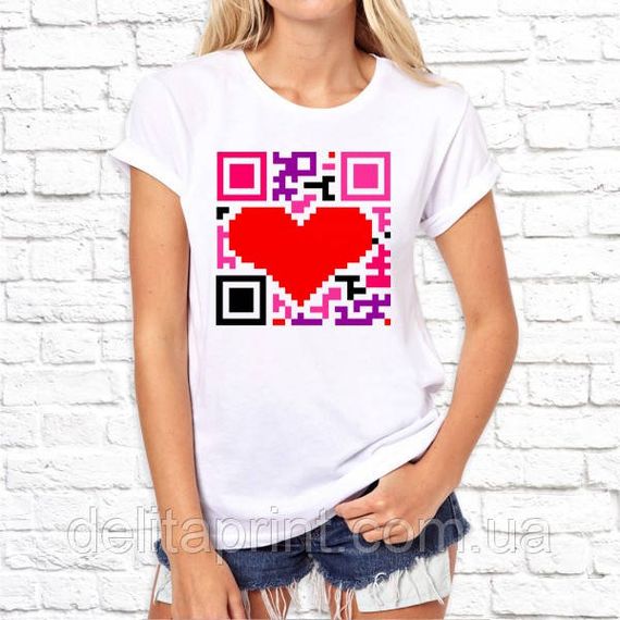 Парні футболки для закоханих "QR-код Любов і Робот" | Зображення 2